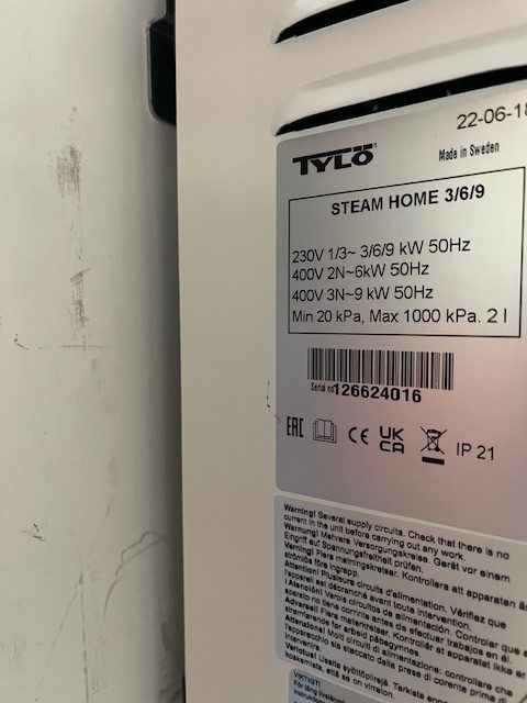 Tylo 3/6/9 kw stoomgenerator met geurstof, showroommodel - Afbeelding 2