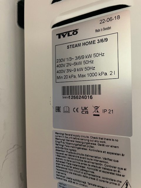 Tylo 3/6/9 kw stoomgenerator met geurstof, showroommodel - Afbeelding 6